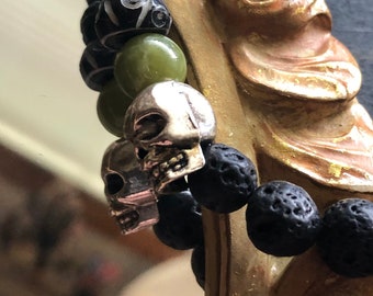 Lava Jade Skull Bracelet