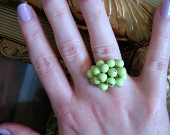 Neon Green Turquoise Cocktail Ring