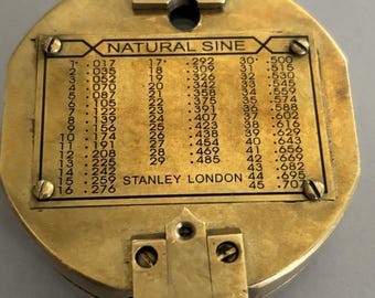 Bússola náutica de latão Stanley London Natural Sine para levantamento topográfico, avistamento e sobrevivência.