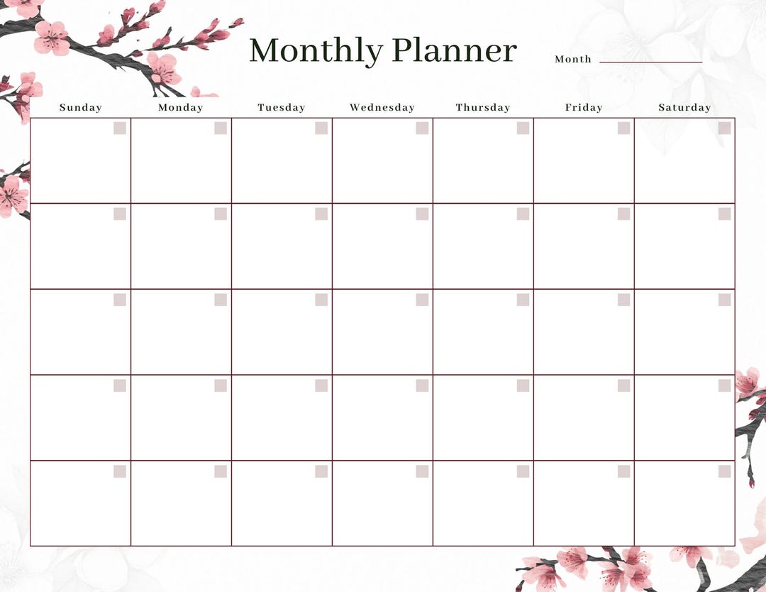 Minimalist Undated Digital Planner, Cherry Blossom Print - Personal ...
