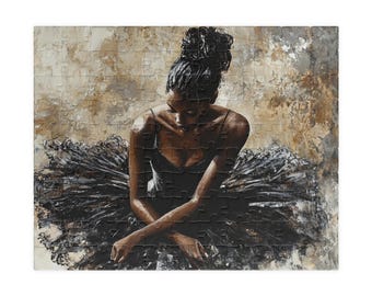Elegant Ballerina Puzzle, Art Puzzle for Adults, Black Puzzle, Gift for Dancers, 1014-Piece Puzzle, Black Art, Wall Art, Fine Art Puzzles
