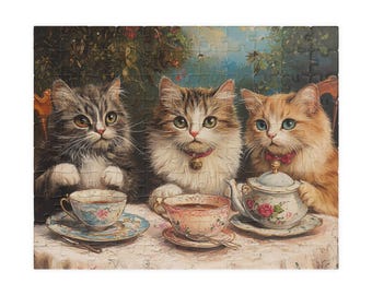 Charming Cat Tea Party Puzzle - Fun for Families, Cat Lovers, Cozy Nights In, Gift for Cat Lovers, Relaxing Activity