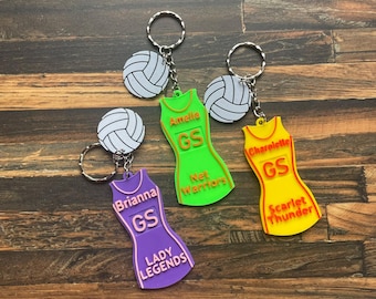Personalized Netball Uniform Keychain, 3D Printed PLA, Custom Sports Gift