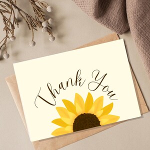 Cartão de agradecimento Sunflower | Cartão de agradecimento para impressão | Minimalista | Cartão de agradecimento digital | Modelo de agradecimento empresarial | Cartão editável