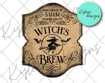 Etichetta Witches Brew per sublimazione, acquascivolo File digitale PNG ad alta risoluzione 300dpi