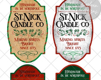 St Nick Candle Co  label for sublimation, waterslide High res PNG digital file 300dpi