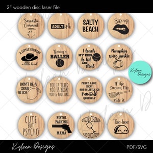 DIGITAL FILE artwork for 2 round wooden discs for wristlets SVG, Pdf laser ready engrave files image 1