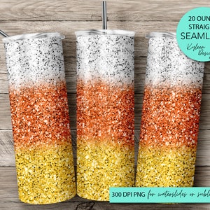 SEAMLESS candy corn 20 ounce tumbler wrap for sublimation, waterslide High res PNG digital file- Straight only