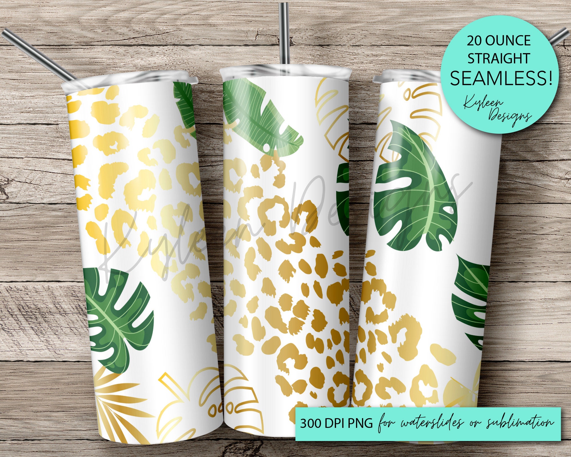 Tropical Leaves Custom Insulated Tumbler Large Iced Coffee 