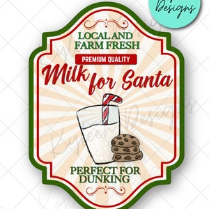Rótulo Leite para Papai Noel PNG de alta resolução para copo de café/cerveja
