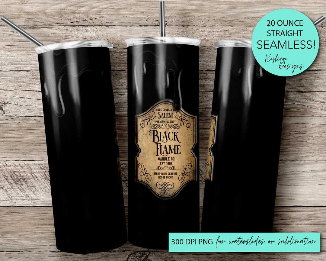 Seamless 20 Ounce Straight Black Candle Company Wrap for Sublimation