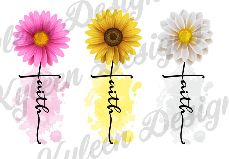 Faith flowers 3 separate DIGITAL FILES PNG Etsy