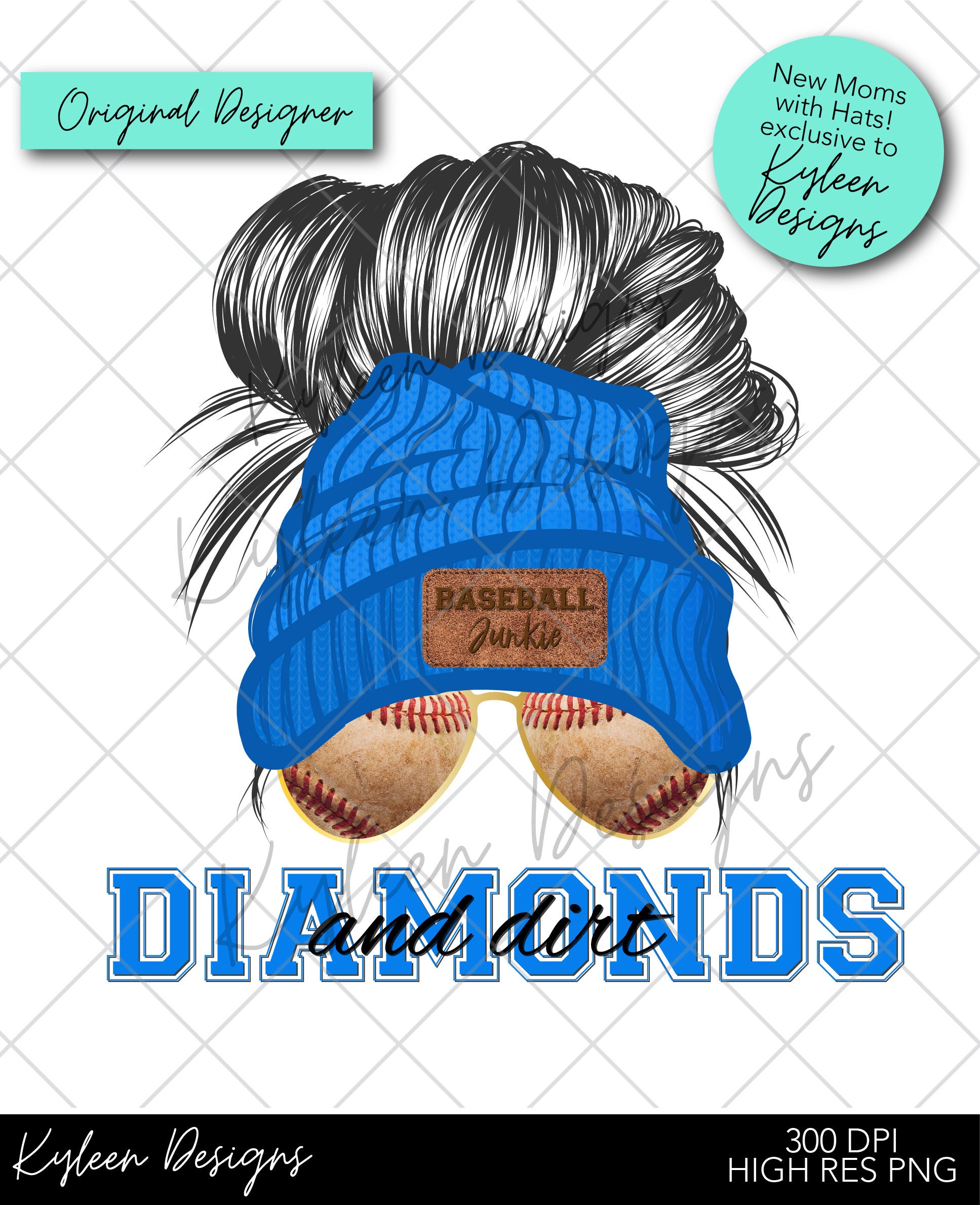 ORIGINAL DESIGNER Diamonds and Dirt Baseball Junkie Mom Bun - Etsy