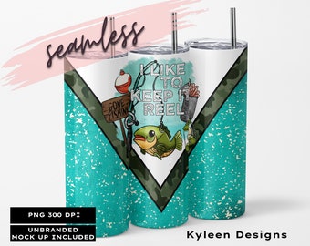 SEAMLESS I like to keep it real fishing 20 ounce wrap for sublimation, waterslide High res PNG digital file- Straight only