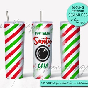 ORIGINAL DESIGNER Nahtlose tragbare Santa Cam 20 Unzen gerade Wrap für Sublimation, Wasserrutsche Hochauflösende PNG dig