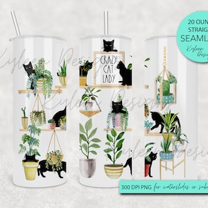 Femme chat fou sans couture 20 onces d'emballage pour sublimation, toboggan aquatique Fichier numérique PNG haute résolution