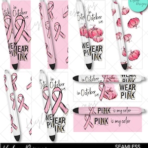 Nous portons du rose en octobre pour le cancer du sein sans coutures pour toboggan aquatique haute résolution PNG