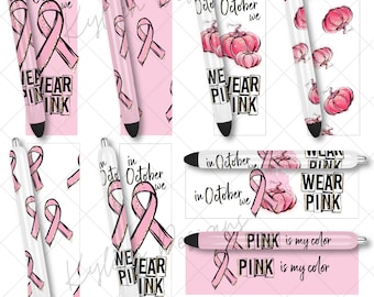 SEAMLESS breast cancer we wear pink in October pen wraps for waterslide high RES PNG