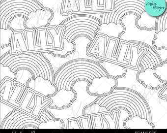 20 ounce STRAIGHT seamless pride ally burst SVG PNG file stencil template