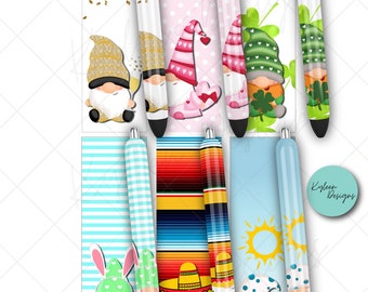 SEAMLESS monthly gnome pen wraps for waterslide high RES PNG