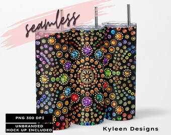 SEAMLESS Rhinestone Mandala 20 ounce wrap for sublimation, waterslide High res PNG digital file- Straight only