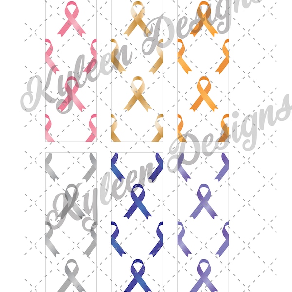 Multi Cancer Awareness Ribbon pen wrapper™ for waterslide or vinyl PNG file