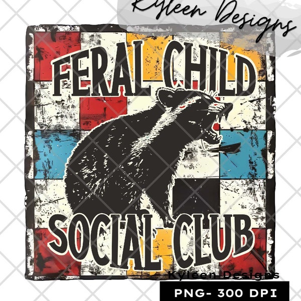 Feral Child Social Club for sublimation, waterslide, DTF, DTG, screen print etc High res PNG digital file 300dpi