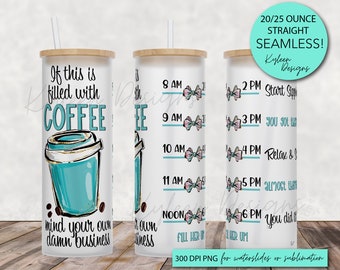 25 oz frosted glass tumbler png, coffee Tumbler template water tracker High res PNG digital file_PG version