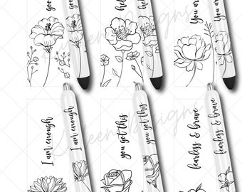 positive phrase pen wraps for waterslide, sublimation, printable vinyl high RES PNG