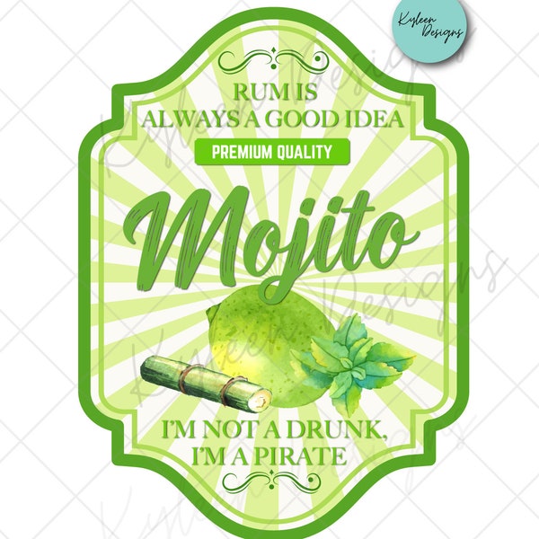 Mojito Drink Label High RES PNG for coffee/beer glass