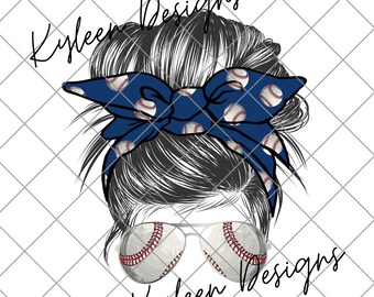 Mom bun- baseball PNG digital file