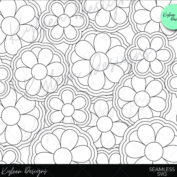 20 ounce STRAIGHT seamless flower burst SVG PNG file stencil template