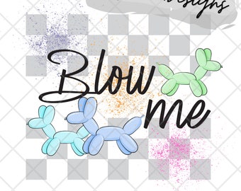 Blow me animal balloons file for sublimation, waterslide, DTF, DTG, screen print etc High res PNG digital file 300dpi