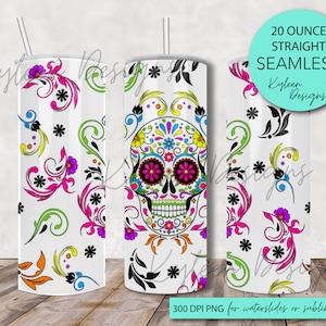 SEAMLESS Sugar Scroll Wrap 20 ounce tumbler wrap for sublimation, waterslide High res PNG digital file- Straight only