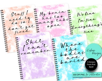 Notebook Tie Dye BUNDLE high RES PNG for sublimation