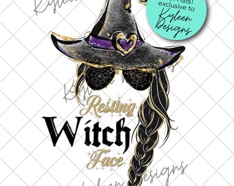 ORIGINAL DESIGNER resting witch face mom braid PNG digital file