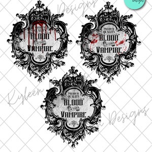 Blood of the vampire labels  for sublimation, waterslide High res PNG digital file 300dpi