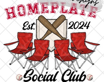 Homeplate Social Club for sublimation, waterslide, DTF, DTG, screen print etc High res PNG digital file 300dpi