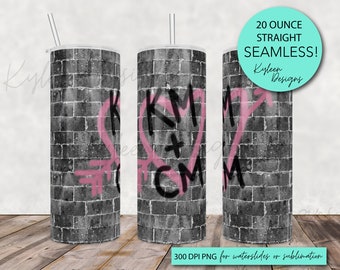 READ BELOW! SEAMLESS 20 ounce initals graffiti brick wall wrap for sublimationHigh res PNGdigital file- Straight only