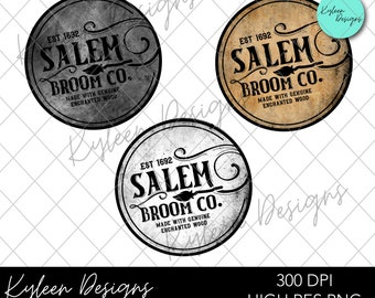 Salem Broom Co. label for sublimation, waterslide High res PNG digital file 300dpi