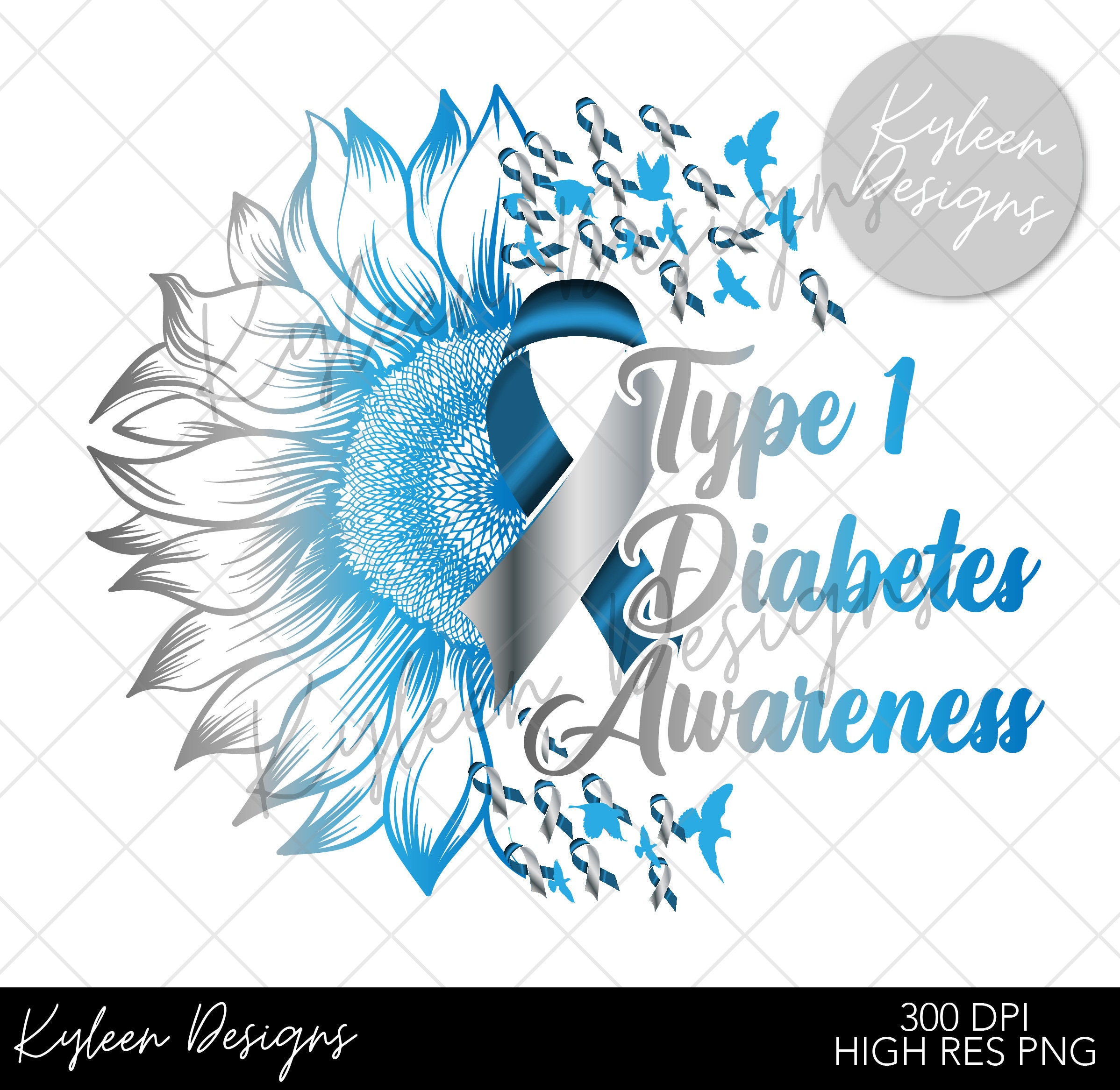 Type 1 Diabetes Awareness Ribbon High RES PNG Etsy