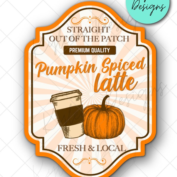 Pumpkin spiced latte label High RES PNG for coffee/beer glass