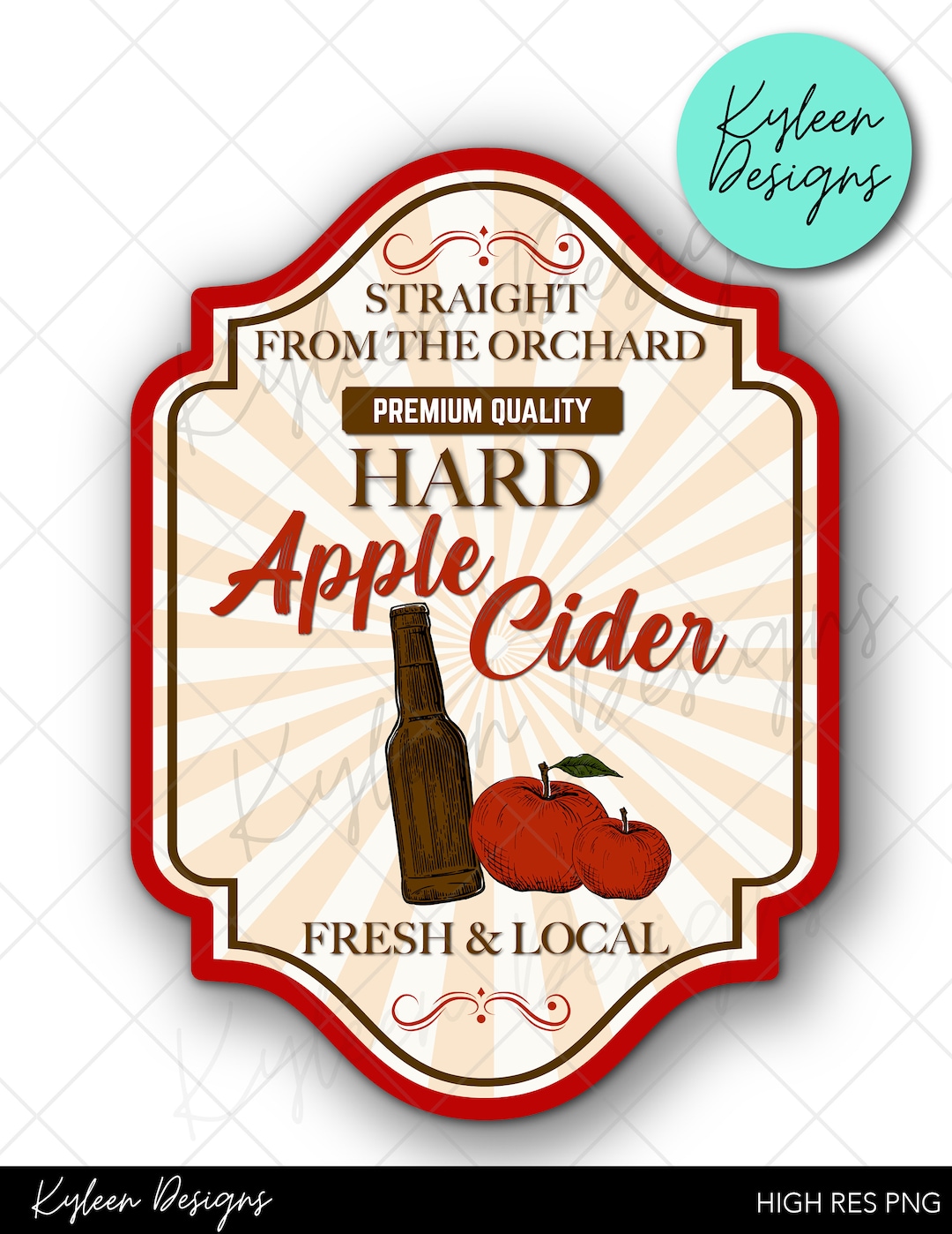Hard Apple Cider Label High RES PNG for Coffee/beer Glass - Etsy