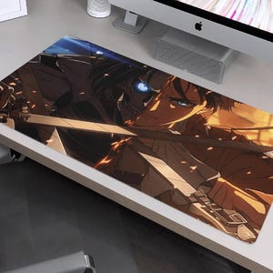 Anime Desk Mat Large Gaming Mouse Pad Cool Attack on Titan Themed Desk Accessory for Gamers Anime Fans Office and Home Decor Gift Idea