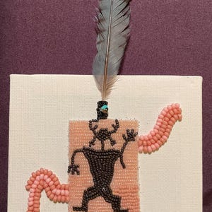 Petroglyph, Moab, UT, original bead artwork, signed by artist Mel Z