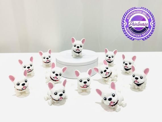 Flexi White Frenchie Dog Articulated Fidget | Flexi Figurine | 3 Sizes 1 to 5 In | Colored Figure | 3D Printed | Decor | Cute Art | I4 |