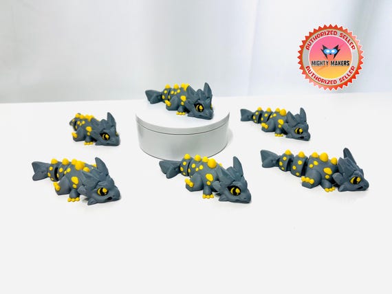 3D Printed High Details Flexi Baby Rock Dragon: Articulated Fidget Figurine