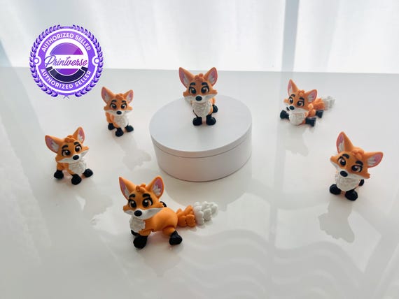 3D Printed Articulated Red Fox Fidget Figurine - Flexi Decor - 3 Sizes -
