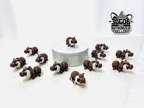 3D Printed High Details Flexi Hippo Fidget Figurine: Articulated Decor -