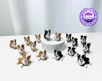 3D Printed High Details Articulated Flexi Border Collie Dog Puppy Fidget Figurine I12